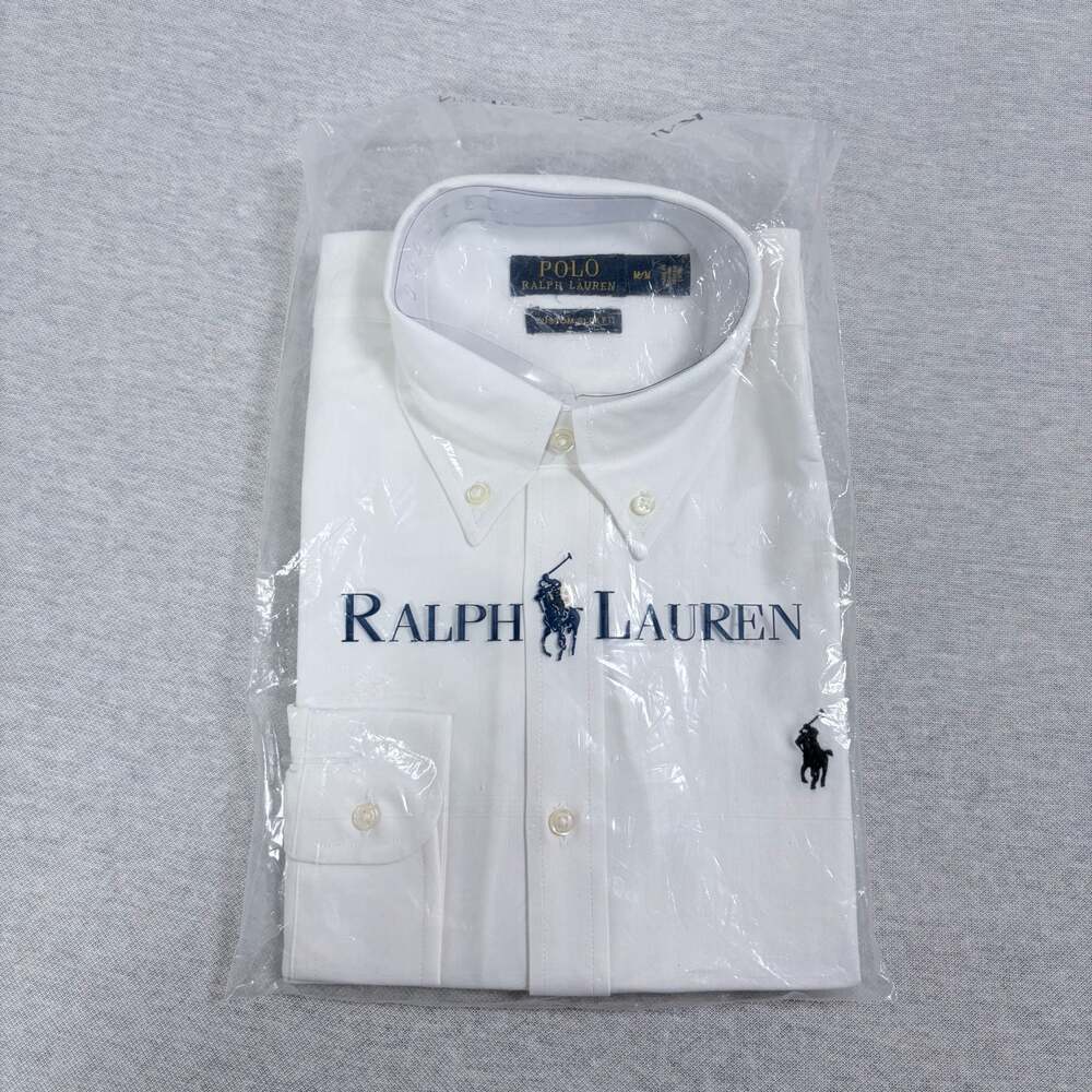 Polo by Ralph Lauren White Button-Down Shirt with Navy Logo